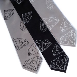 Diamond Tie, mens silk necktie. Geometric jewel, diamond necktie, engagement party, tie for groom, mens wedding tie, silk ties for men, gem image 2