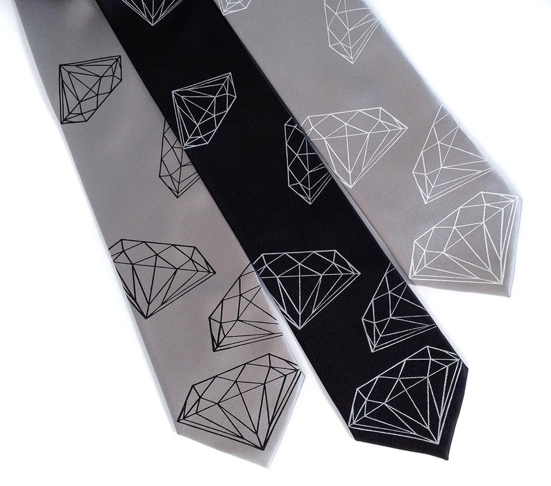 Diamond Tie, mens silk necktie. Geometric jewel, diamond necktie, engagement party, tie for groom, mens wedding tie, silk ties for men, gem image 2