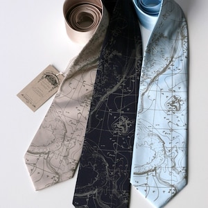 Contour Map Necktie. Gift for him, men's tie. Scandinavian & Arctic ocean floor map. Oceanographer gift, sailor gift, cartographers, map tie sky blue
