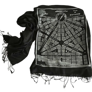 Detroit Map Schal. 1831 Stadt Plan, Siebdruck Pashmina. Detroit historische Karte, Bambusschal. Geschenk für Detroiter,Michigan Mama, Detroit Geschenk