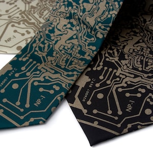 Circuit Board Tie. Short Circuit print, men's necktie. Geeky grad gift for men, Computer science, IT guy, computer programmer, engineer