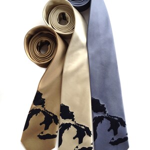 Great Lakes Necktie. Men's map tie. Lake Michigan, Superior, Huron, Erie, Ontario. Michigan wedding, UP, Yooper, Chicago wedding, Milwaukee image 5