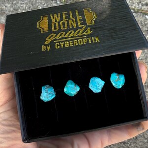 Turquoise Tuxedo Studs. Blue green, stone shirt stud set of 3, 4 or 5 buttons. Alternative formal tux studs for the groom, men's formalwear image 8