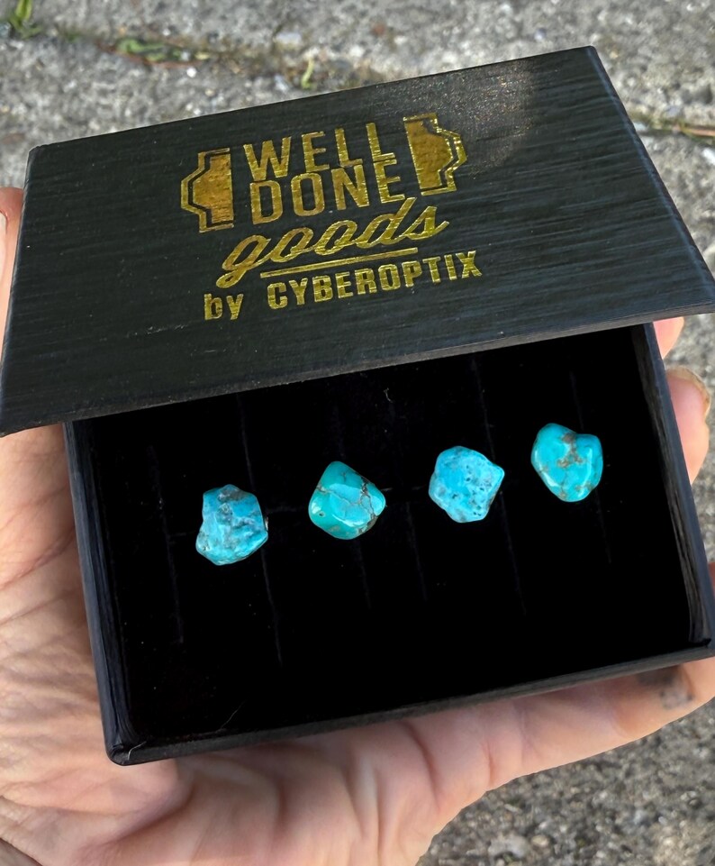 Turquoise Tuxedo Studs. Blue green, stone shirt stud set of 3, 4 or 5 buttons. Alternative formal tux studs for the groom, men's formalwear image 8