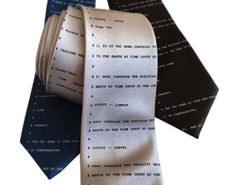 Apollo 11 Source Code Silk Tie. NASA Astronaut Necktie. Programmer gift, Moon Lander, rocket scientist, JPL, space enthusiast, computer code