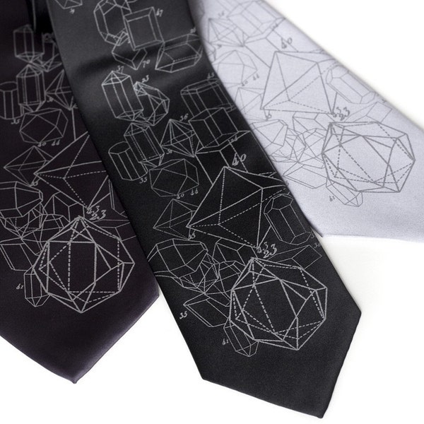 Crystal Tie. Rock formation necktie. Geometric crystalline print. Gemologist gift, lapidary artist gift, rock hound gift, geologist gift