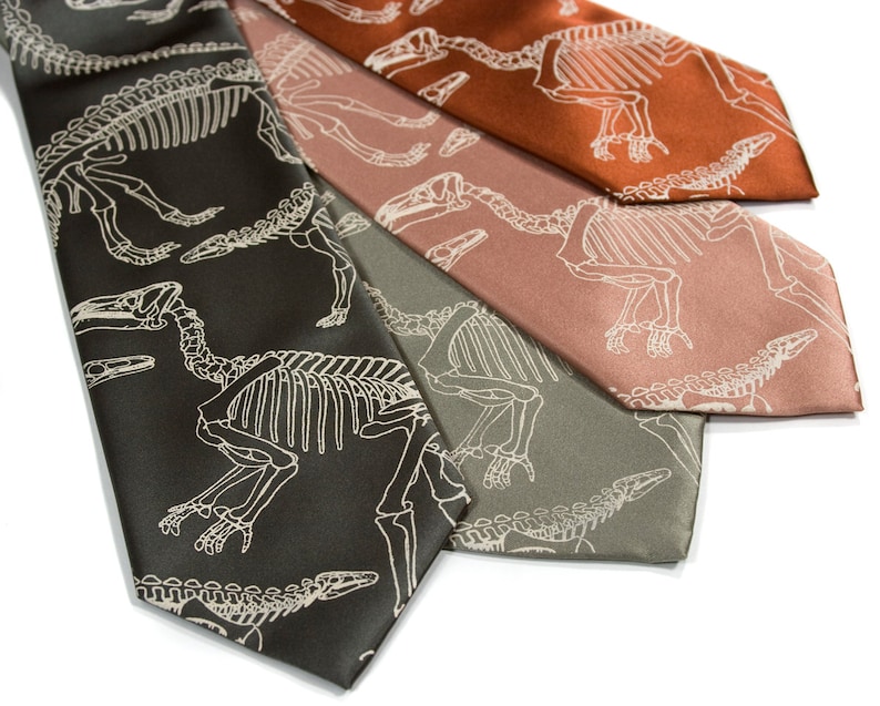 Dinosaur Bones Tie, Science gifts for him. Dinosaur Skeleton Men's Necktie. Dinosaur Tie Science teacher gift, gift for Paleontologist gift image 3