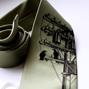 Power Lineman, Power Lines Necktie. Lineman gifts. Transformer men's tie, high voltage wires, electric pole, gift for lineman, electric