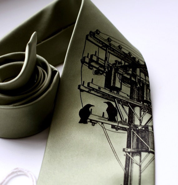 Power Lines Necktie. Transformer, Electric Wires Tie. Lineman gift, worked for phone company, grandfather gift, father's day, gift for dad