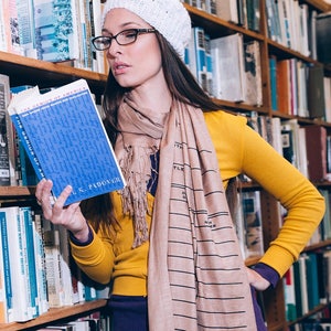 Date Due Library scarf. Book Scarf, Information Science gift. Bamboo pashmina for readers, librarians, bookworms, writers, expectant moms image 5