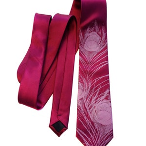 Peacock Feather Tie, men's silk necktie. Bird Feather print tie, art nouveau theme wedding. Tie for groom and groomsmen, Father of the Bride image 8