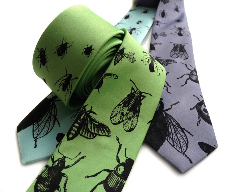 Insect Necktie. Buggy code, geek gift, entomology, pest control. Bug print tie. Entomologist gift, gift for science teacher, biology teacher image 8
