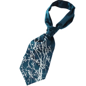 Galaxy cravat tie. Self tying ascot. Milky Way constellation. Men&#39;s celestial, star chart printed ascot. Ice blue print.