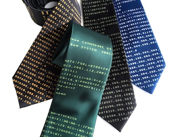 Commodore 64 Necktie. C64 tie BASIC Code print. Engineering gift for Computer science, geek gift. Programmer gift, tech gift, man nerd gift