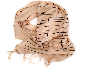 &quot;Library Date Due Schal, &quot;&quot;Library Date Due&quot;&quot; Schal, mit Fransen aus Bambus Pashmina.&quot; Buchschal. Für Bibliothekarin, Schriftstellerin, Leseratte, Bücherwurm, werdende Mutter, Geschenk für Leseratten