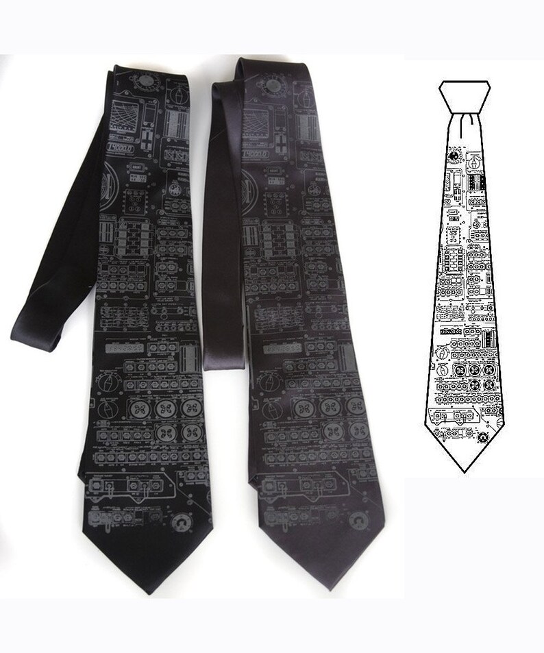 Apollo Cockpit men's silk necktie. Rocket science image 4