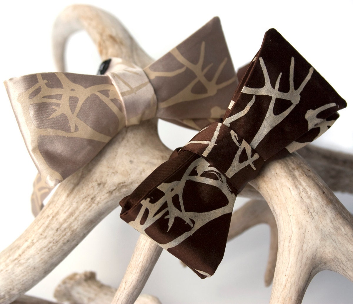 Deer Antlers Self Tie Bow Tie. Groomsmen Gift Antler Print - Etsy