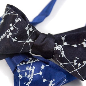 Constellation bow tie, Milky Way Galaxy. Celestial print, zodiac, space, star chart, self tie bow tie. Freestyle & adjustable stars mens tie