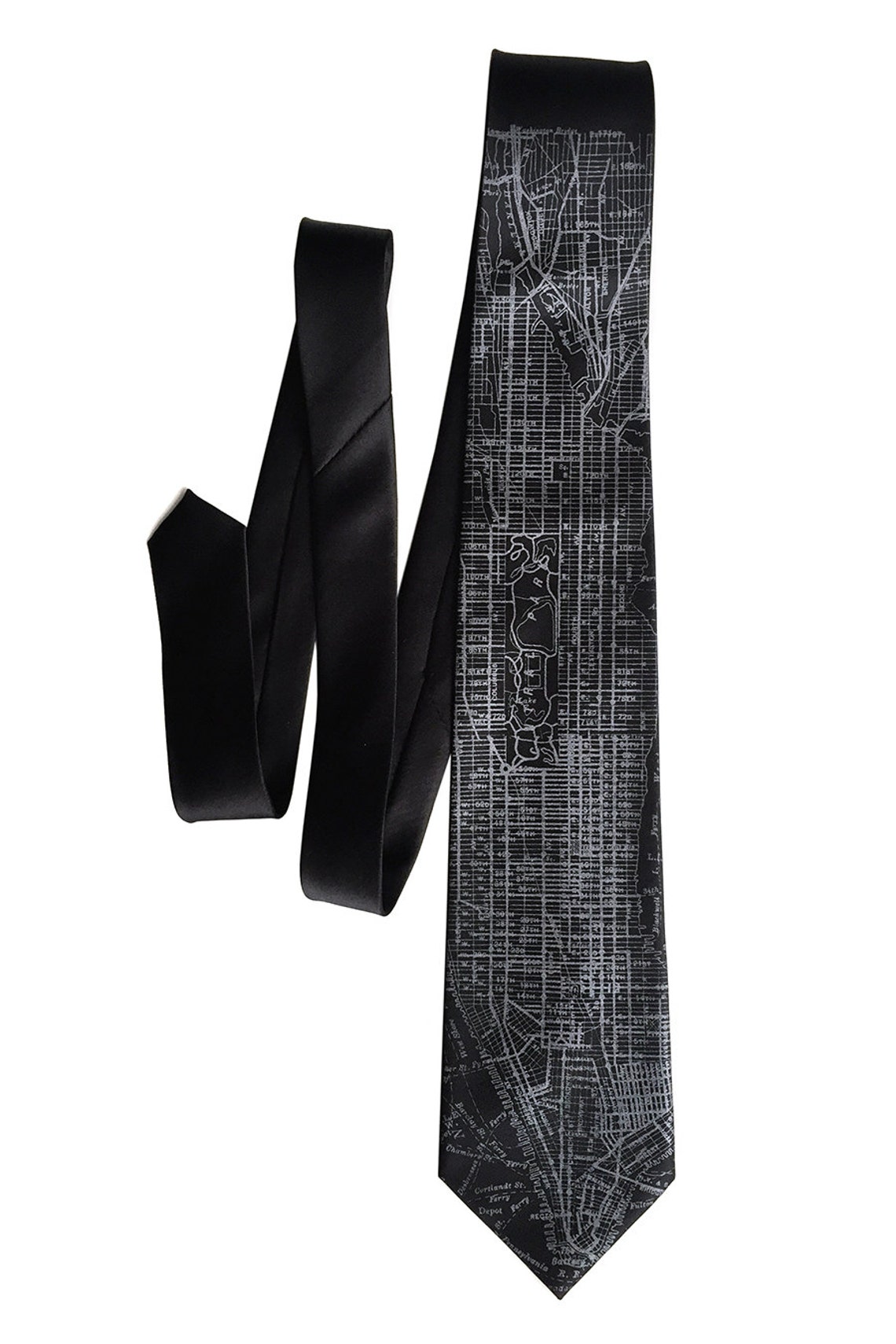 New York Tie NYC Map Silk Necktie. Lower Manhattan Mens Tie Etsy
