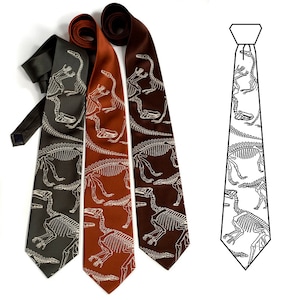 Dinosaur Bones Tie, Science gifts for him. Dinosaur Skeleton Men's Necktie. Dinosaur Tie Science teacher gift, gift for Paleontologist gift cinnamon