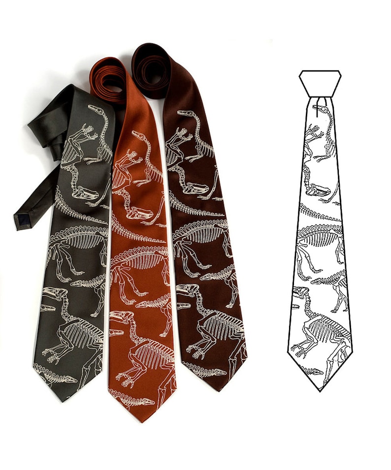 Dinosaur Bones Tie, Science gifts for him. Dinosaur Skeleton Men's Necktie. Dinosaur Tie Science teacher gift, gift for Paleontologist gift cinnamon