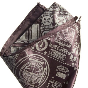 Apollo Cockpit pocket square. &quot;Rocket Science&quot; screenprinted handkerchief. Microfiber hanky. Choose fabric color & print color.