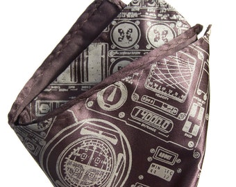 Apollo Cockpit pocket square. "Rocket Science" screenprinted handkerchief. Microfiber hanky. Choose fabric color & print color.