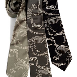 Dinosaur Bones Tie, Science gifts for him. Dinosaur Skeleton Men's Necktie. Dinosaur Tie Science teacher gift, gift for Paleontologist gift image 1