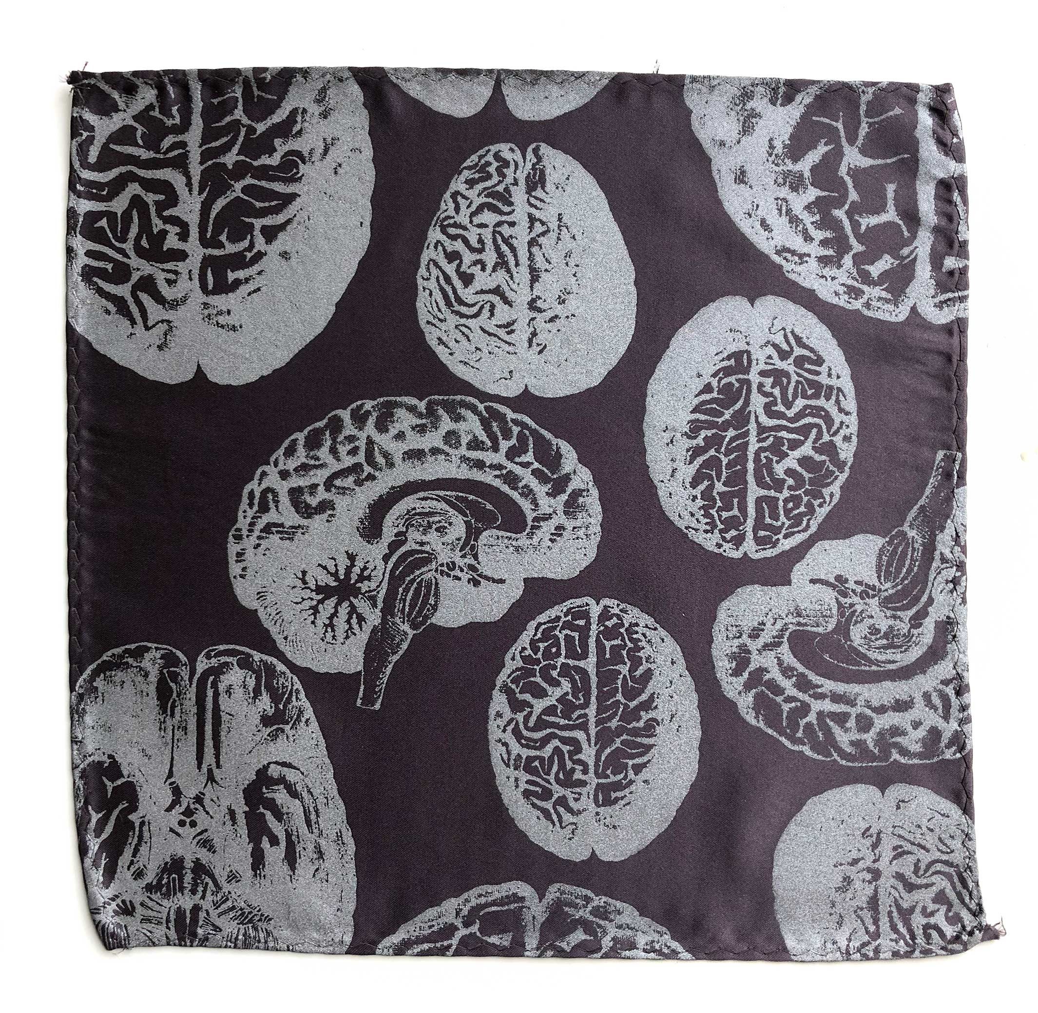 Anatomical Brain Pocket Square, Brain Hemispheres Hanky. Neuroscience ...