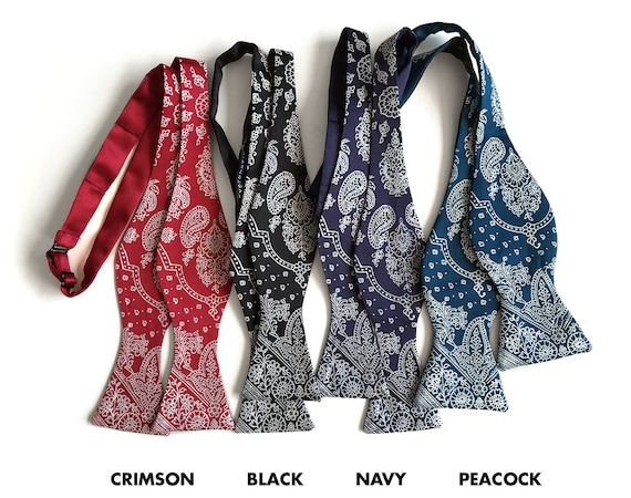 Blue bandana bow tie online