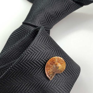 Ammonite Fossil Tie Tack, Golden ratio tie pin. Geologist gift, paleontologist, beach wedding men, for the groom. Husband gift, Dad gift image 9