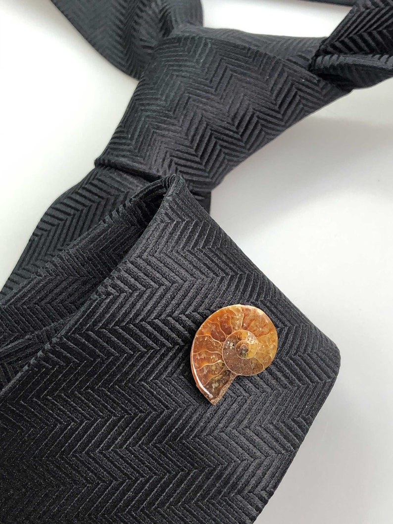 Ammonite Fossil Tie Tack, Golden ratio tie pin. Geologist gift, paleontologist, beach wedding men, for the groom. Husband gift, Dad gift image 9