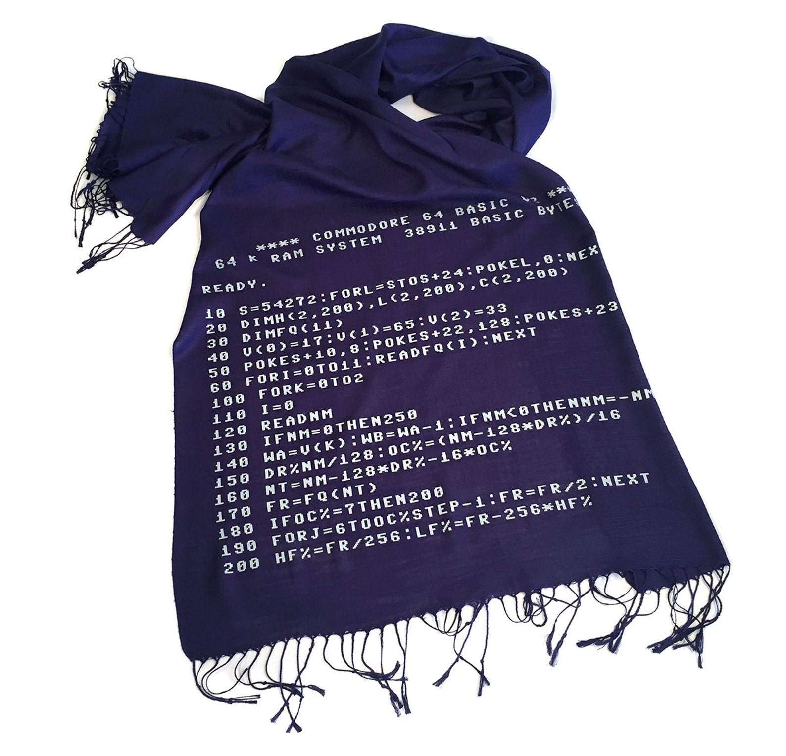 Computer Code Scarf. Commodore 64 BASIC Code Linen Weave Pashmina ...