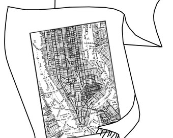 New York Geschirrtuch - Stadtplan-Aufdruck, 100% Baumwolle, Saugstark, Mit Aufhängeschlaufe