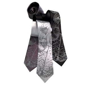 Anatomical Brain Necktie. Brainstorming, brain slice mens tie. Neuroscientist, neurology, brain surgeon, smart guy, gift for boyfriend, grad image 2