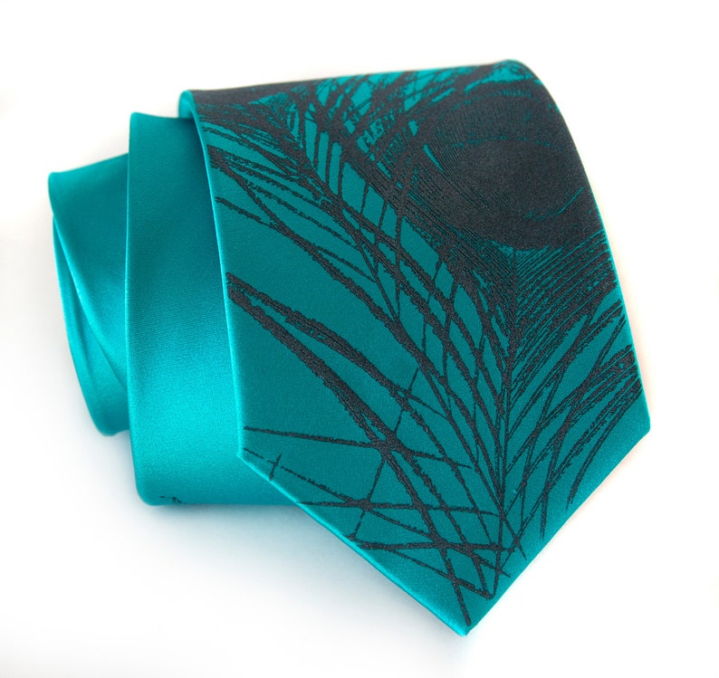 Teal Blue Peacock Tie. Peacock Feather Men's Silk Necktie. Etsy Australia