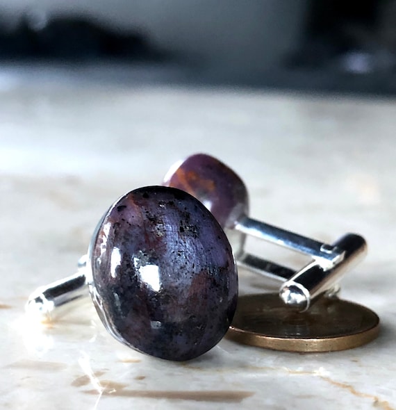 Natural Cat’s-Eye Ruby Corundum Cufflinks – Chatoyant Gemstone Jewelry