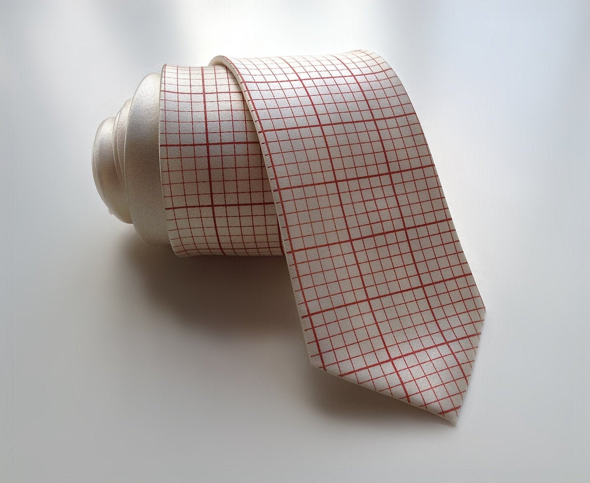 Graph paper tie, engineering grid paper silk necktie. Gift for dad, engineer gift, math teacher gift. Nerd wedding, engineering graduation