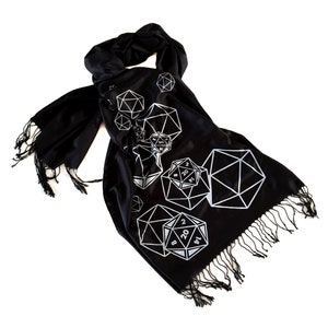 d20 scarf, critical role. RPG twenty sided die, bamboo pashmina. Nerd wedding, D and D inspired, polyhedral dice geek gift, gamer girl image 6