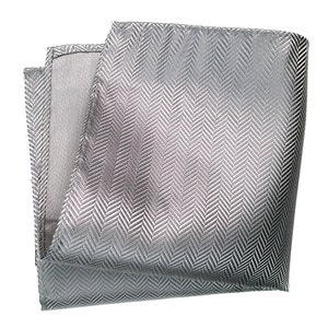 Silver Silk Pocket Square. Elegant woven herringbone pocket silk. Brilliant light & dark grey shift in the light! Men&#39;s silk hanky.