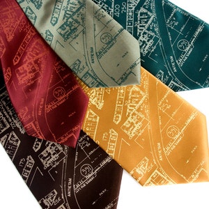 Detroit Tie. Historic Eastern Market map necktie. Made in Michigan, gift for Detroiter, Detroit Michigan wedding, farmer&#39;s market, map tie