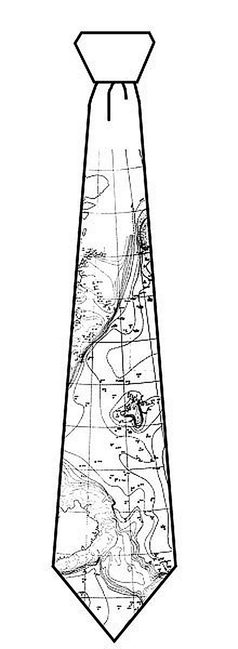 Contour Map Necktie. Scandinavia Topographic map tie, seafloor map, blueprint men's necktie. Engineer, ecology gift. Norway, Sweden, Finland image 8