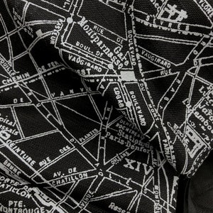 Paris Map Scarf. French map print fringed scarf. Bamboo pashmina, bridal shawl. Paris France wedding, Parisian, destination wedding in Paris pale grey on black