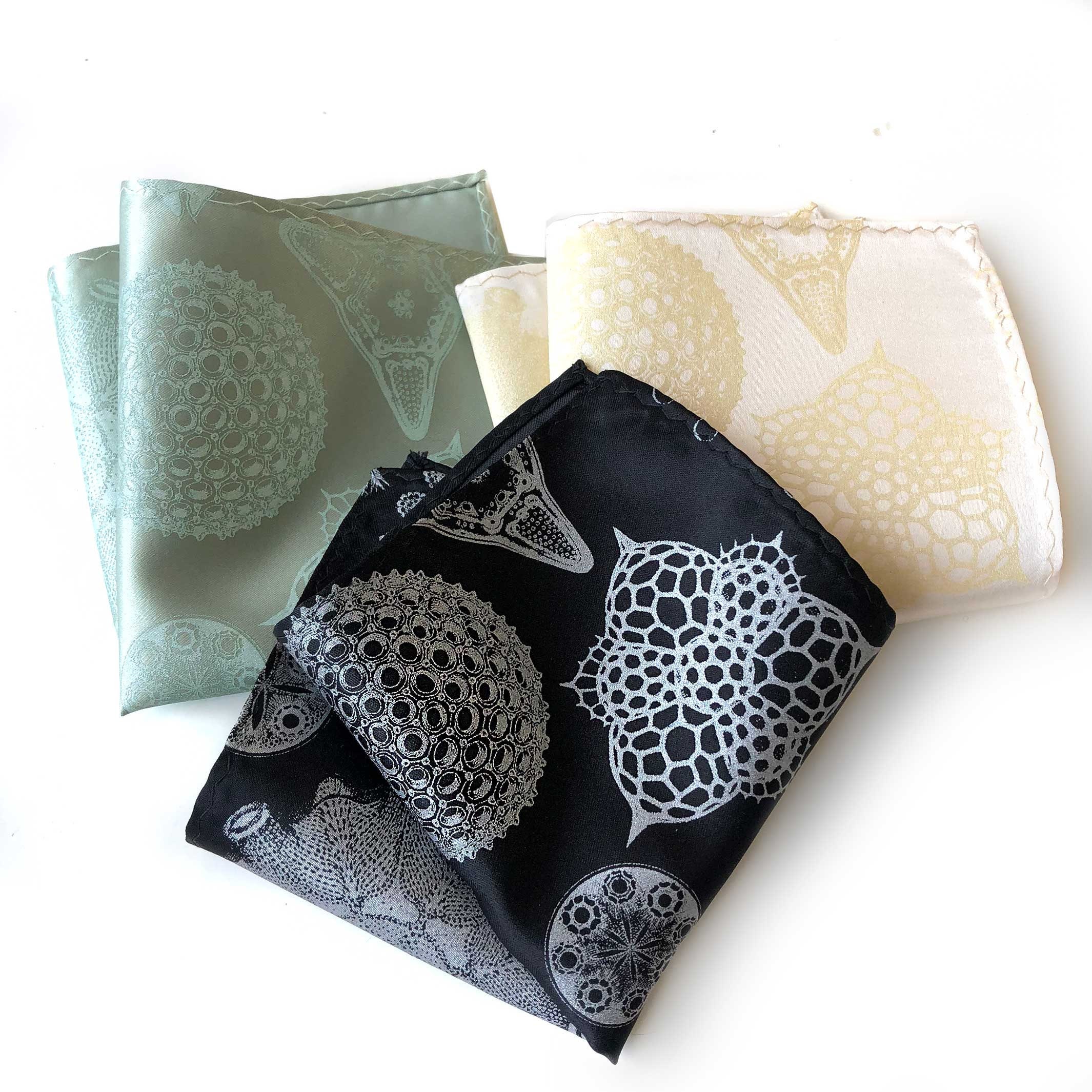 Diatom Pocket Square, Diatoms botanical print hanky. Nerd wedding, Haeckel illustration, microscopic life, fossils. Biologist, oceanographer
