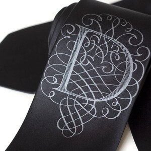 Custom Initial Necktie. Personalized tie custom ties. Monogram necktie single letter wedding ties Filigree font AlphabeTIES. Choose A-Z image 7