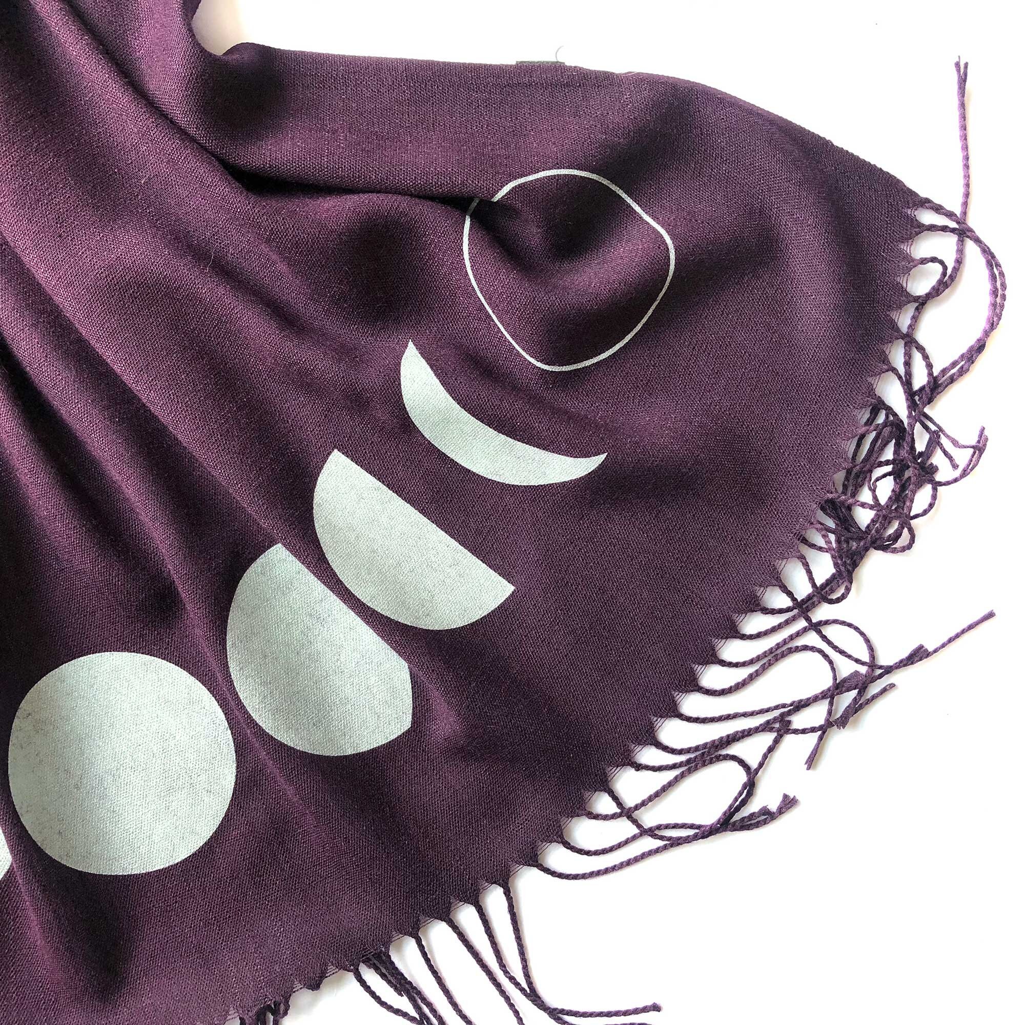 Moon Phase Scarf. Phases of the Moon bamboo pashmina. Full Etsy
