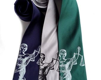 Lawyer Gift. Scales of Justice Necktie. Attorney gift, law school graduation gift. Judge gift, paralegal, law clerk gift, Men's silk tie