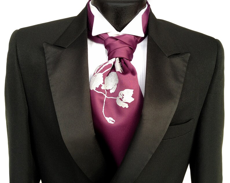 Poppy Cravat Tie Wedding Ascot Tie. Ascots for Men Self Tie Etsy