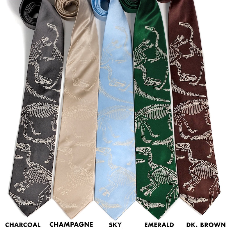 Dinosaur Bones Tie, Science gifts for him. Dinosaur Skeleton Men's Necktie. Dinosaur Tie Science teacher gift, gift for Paleontologist gift image 7