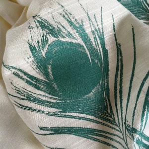 Peacock Feather pashmina wrap. Linen weave scarf. Teal green silkscreen print on cream & more. Perfect for bridal parties, bridesmaid gifts.